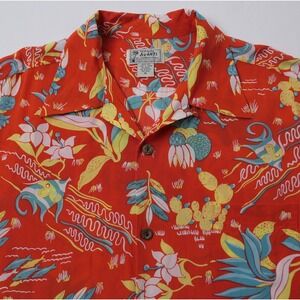 Avanti Hawaiian Shirt Mens XL Coral Red Silk Tropical Fish Exotic Aloha Camp